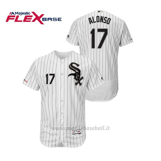 Maglia Baseball Uomo Chicago White Sox Yonder Alonso 150th Aniversario Patch Flex Base Bianco Nero